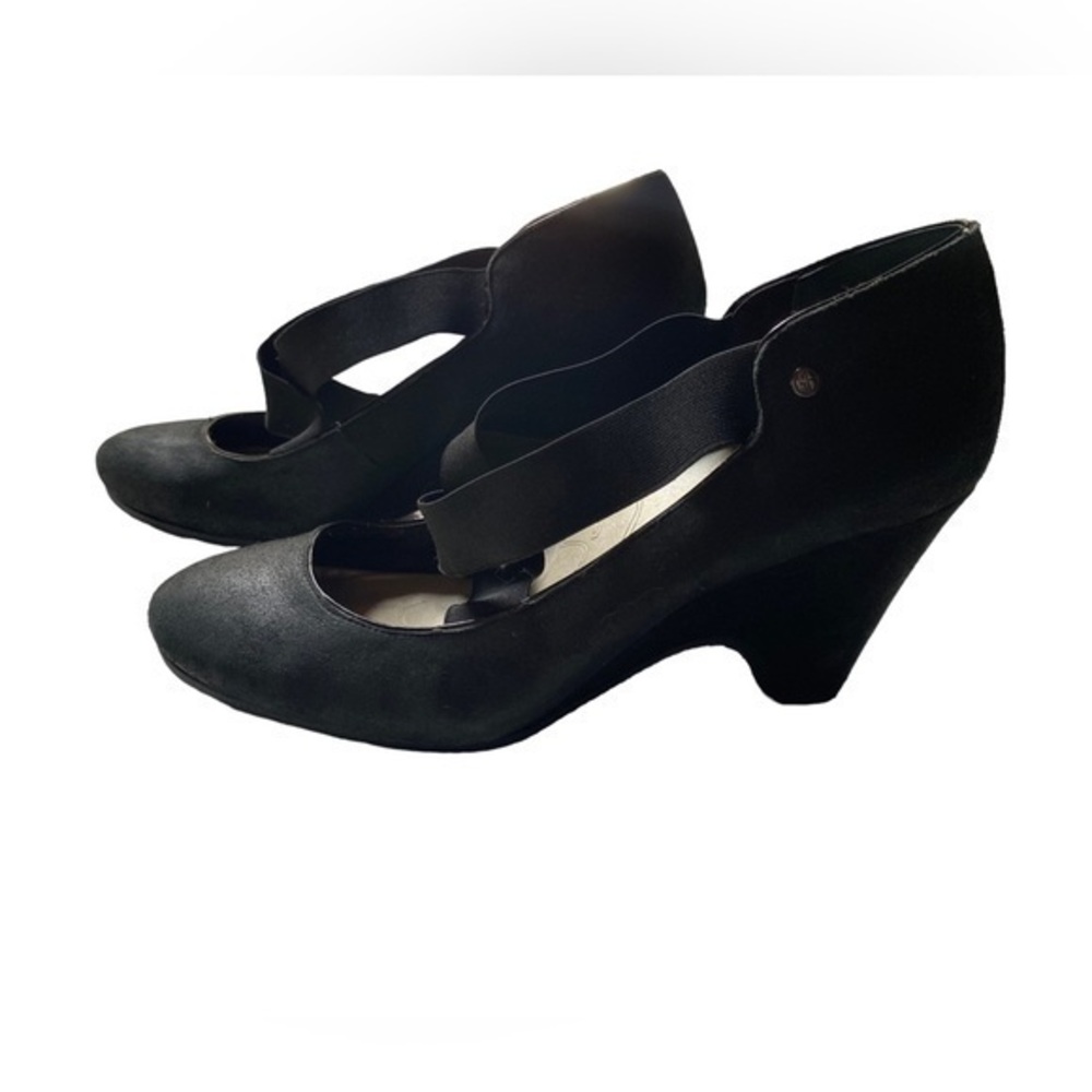 Gianni Bini black Womens Block Heels Pumps wedges elastic band Size 10